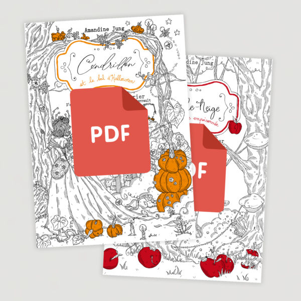 Cendrillon & Blanche Neige - Livres (PDF) de coloriage par Amandine Jung
