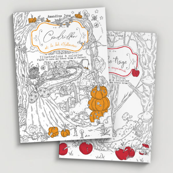 Cendrillon & Blanche Neige - Livres de coloriage par Amandine Jung